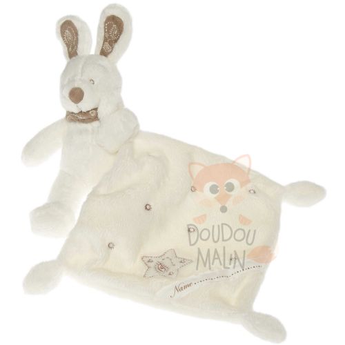  mon ami teddy mouchoir lapin blanc beige étoile 